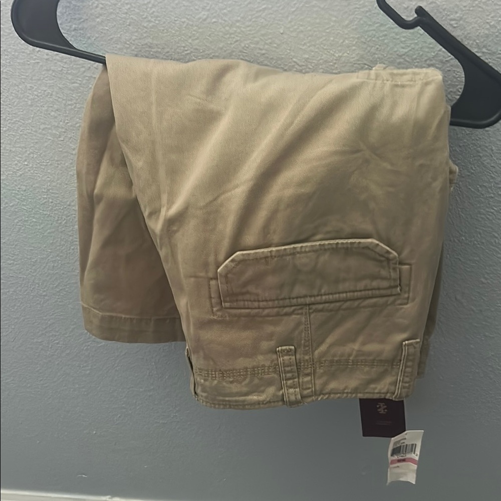 Izod Tan Cargo Shorts Casual Cotton Blend